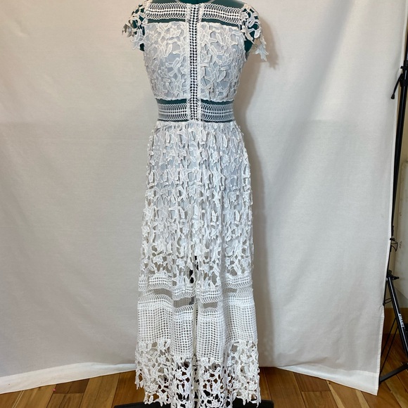 Fashion Nova size S crochet maxi white dress - Picture 2 of 7